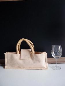 Jute Blend Horizontal Wine Tote  